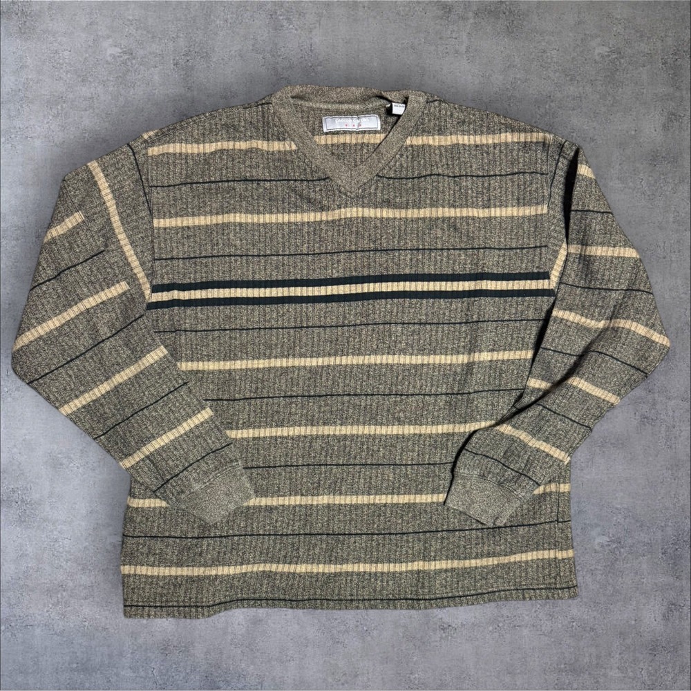 Pierre Cardin Mens‎ Green Large Knit Boxy| Vintage Designer Sweater VTG
